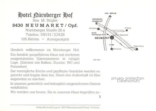 AK / Ansichtskarte Neumarkt Oberpfalz Hotel Nuernberger Hof Kat. Neumarkt i.d.OPf.
