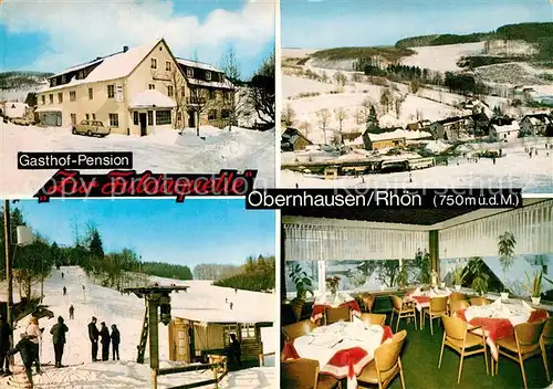 AK / Ansichtskarte Obernhausen Gasthof Pension Zur Fuldaquelle Winter Skipiste Kat. Gersfeld (Rhoen)