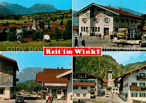 AK / Ansichtskarte Reit Winkl Gesamtansicht mit Alpenpanorama Ortsmotiv mit Post Dorfstrasse Kirche Kat. Reit im Winkl