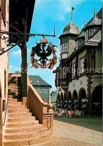 AK / Ansichtskarte Goslar Rathaustreppe Kaiserworth Hotel Tuerschild Kat. Goslar