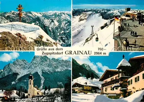 AK / Ansichtskarte Grainau Muenchnerhaus Zugspitze Oberer Dorfplatz Kirche Kat. Grainau