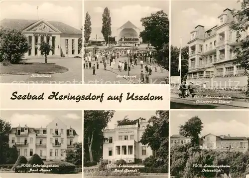 AK / Ansichtskarte Heringsdorf Ostseebad Usedom Kulturhaus Kurkonzert Erholungsheim Paul Haine Ostseeblick Kat. Heringsdorf