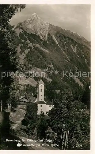 AK / Ansichtskarte Brandberg Tirol mit Kirche und Brandberger Kolm Kat. Brandberg