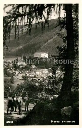 AK / Ansichtskarte Murau Steiermark Teilansicht Bauern mit Sensen Kat. Murau