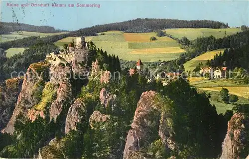 AK / Ansichtskarte Klamm Breitenstein Ruine mit Ortsblick am Semmering