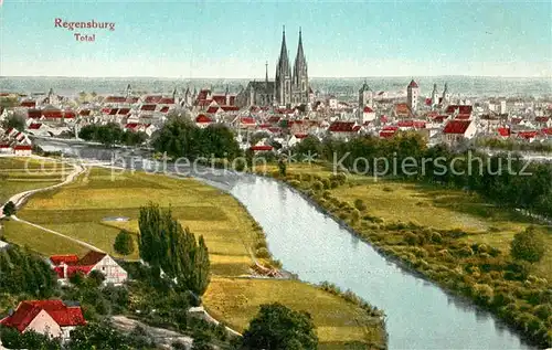 AK / Ansichtskarte Regensburg Panorama mit Muenster Kat. Regensburg
