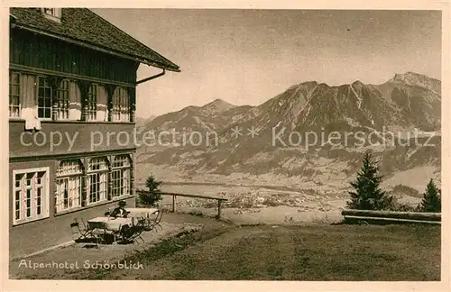 AK / Ansichtskarte Allgaeu Region Alpenhotel Schoenblick mit Allgaeuer Alpen Kat. Kempten (Allgaeu)