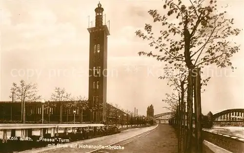 AK / Ansichtskarte Koeln Rhein Pressa Turm Hohenzollernbruecke Kat. Koeln