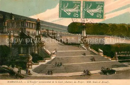 AK / Ansichtskarte Marseille Bouches du Rhone Escalier monumental de la Gare