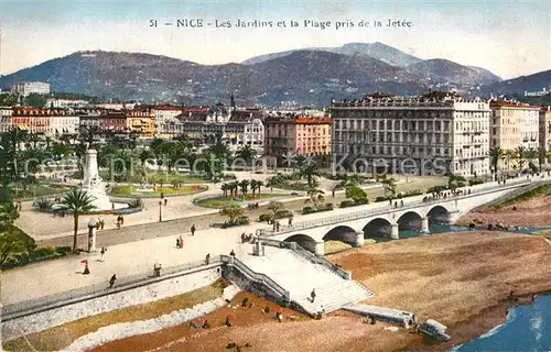 AK / Ansichtskarte Nice Alpes Maritimes Les Jardins et la Plage pris de la Jetee Cote d Azur Kat. Nice