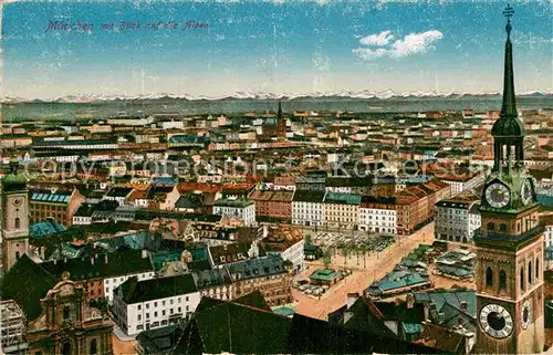 AK / Ansichtskarte Muenchen Stadtpanorama mit Blick auf die Alpen Kat. Muenchen