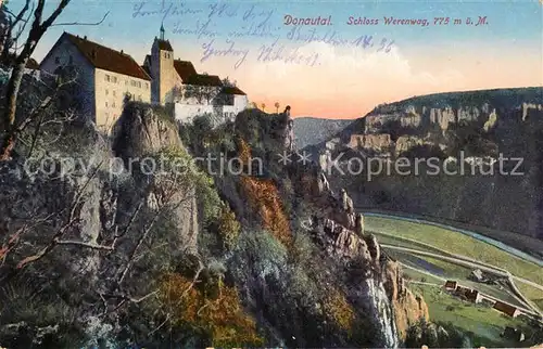 AK / Ansichtskarte Langenbrunn Schloss Werenwag Blick ins Donautal Schwaebische Alb Kat. Beuron