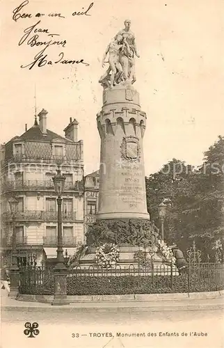 AK / Ansichtskarte Troyes Aube Monument des Enfants de l Aube Kat. Troyes