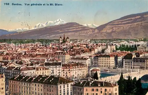 AK / Ansichtskarte Geneve GE Vue generale et le Mont Blanc Kat. Geneve