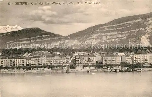 AK / Ansichtskarte Geneve GE Quai des Eaux Vives Lac Leman le Saleve et le Mont Blanc Kat. Geneve