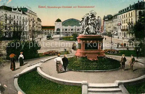 AK / Ansichtskarte Basel BS Strassburger Denkmal mit Bundesbahnhof Kat. Basel