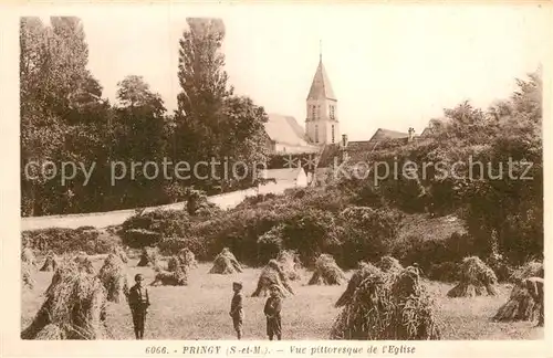 AK / Ansichtskarte Pringy Seine et Marne Kirche Ernte Kat. Pringy