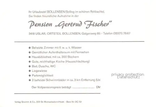 AK / Ansichtskarte Bollensen Solling Pension Fischer Panorama Garten Kat. Uslar