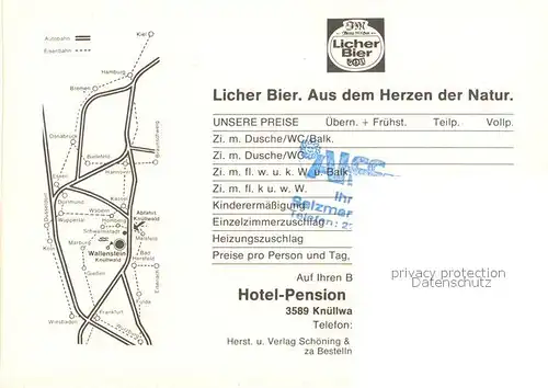AK / Ansichtskarte Wallenstein Hotel Pension Gaestehaus Zinn Kat. Knuellwald