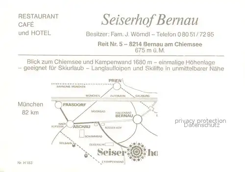 AK / Ansichtskarte Bernau Chiemsee Restaurant Cafe Hotel Seiserhof Kat. Bernau a.Chiemsee