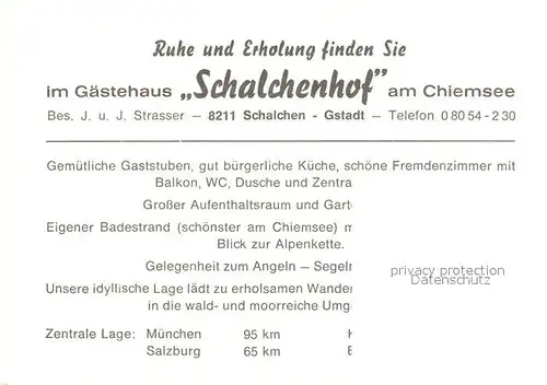 AK / Ansichtskarte Schalchen Gstadt Chiemsee Gaestehaus Schalchenhof Kat. Gstadt