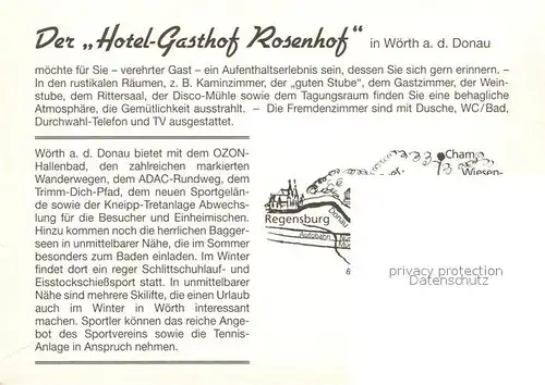 AK / Ansichtskarte Woerth Donau Hotel Gasthof Rosenhof Kat. Woerth a.d.Donau