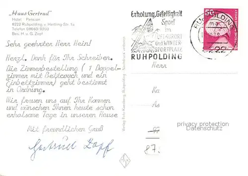 AK / Ansichtskarte Ruhpolding Hotel Pension Haus Gertrud Kat. Ruhpolding