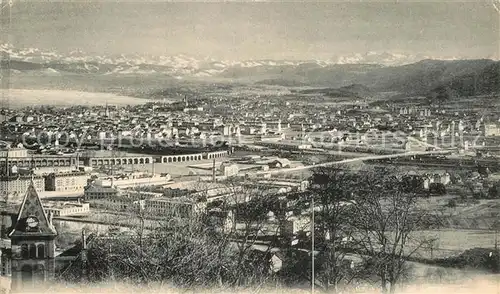 AK / Ansichtskarte Zuerich ZH Stadtpanorama mit Alpen