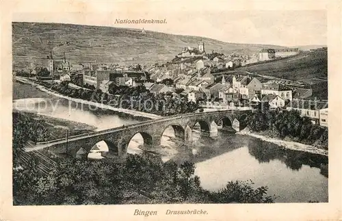 AK / Ansichtskarte Bingen Rhein Drususbruecke Blick zum Nationaldenkmal Kat. Bingen am Rhein