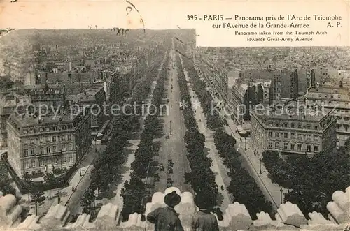 AK / Ansichtskarte Paris Panorama pris de l Arc de Triomphe sur l Avenue de la Grande Armee Kat. Paris