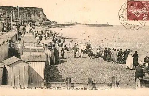 AK / Ansichtskarte Saint Valery en Caux Strand Strandkoerbe Kat. Saint Valery en Caux