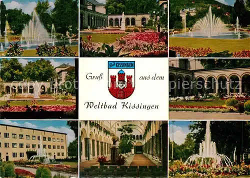 AK / Ansichtskarte Bad Kissingen Kurpark Rosengarten Kurhaus Brunnen Wandelhalle Kat. Bad Kissingen