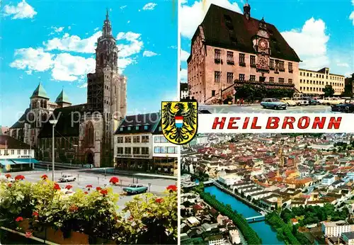 AK / Ansichtskarte Heilbronn Neckar Fliegeraufnahme Kirche Rathaus Kat. Heilbronn