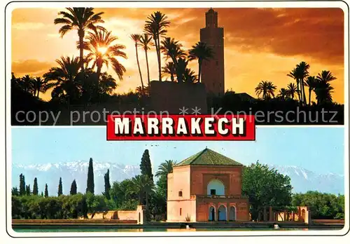 AK / Ansichtskarte Marrakech Marrakesch Menara Moschee Palmengarten Kat. Marokko
