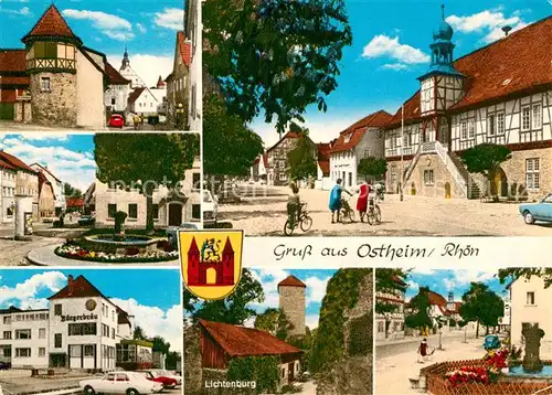 Ostheim Rhoen Buergerbraeu Rathaus Lichtenburg Brunnen Teilansicht  Kat. Ostheim v.d.Rhoen