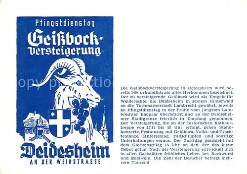 AK / Ansichtskarte Deidesheim Geissbock Versteigerung Pfingstdienstag Kat. Deidesheim