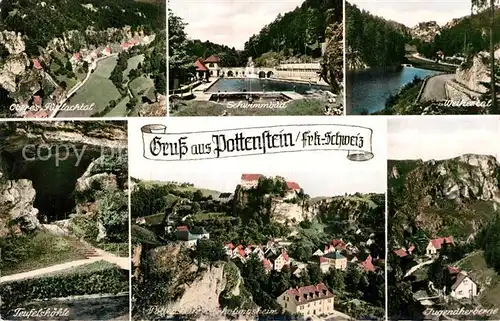 Pottenstein Oberfranken Oberes Putlachtal Schwimmbad Weihertal Teufelshoehle Kat. Pottenstein