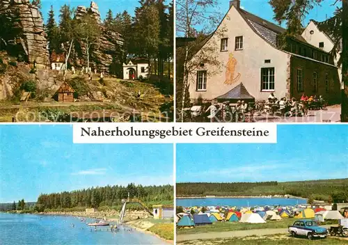 Greifensteine Erzgebirge Naturtheater Konsum Gaststaette Berghaus Freibad mit Zeltplatz Greifenbachstauweiher Kat. Typen