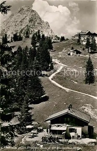 AK / Ansichtskarte Kreuzeckhaus mit Kreuzalm und Gr Waxenstein Kat. Garmisch Partenkirchen