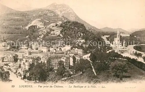 AK / Ansichtskarte Lourdes Hautes Pyrenees Vue prise du Chateau La Basilique et la Ville Kat. Lourdes