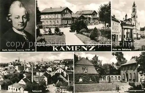 AK / Ansichtskarte Kamenz Sachsen Eprahim Lessing Platz der Befreiung Teilansicht Lessingmuseum Kat. Kamenz