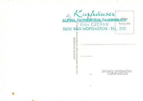 AK / Ansichtskarte Bad Hofgastein Kurhaus Alpina Tannenheim Kat. Bad Hofgastein