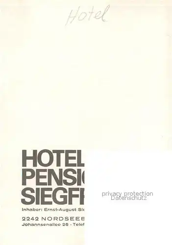 AK / Ansichtskarte Buesum Nordseebad Hotel Pension Siegfried Kat. Buesum