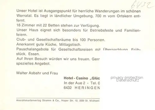 AK / Ansichtskarte Heringen Werra Hotel Casino Glueck Auf Kat. Heringen (Werra)