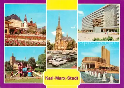 AK / Ansichtskarte Karl Marx Stadt Rathaus Rosenhof Theaterplatz Karl Marx Monument Stadthalle Interhotel Kongress Kat. Chemnitz