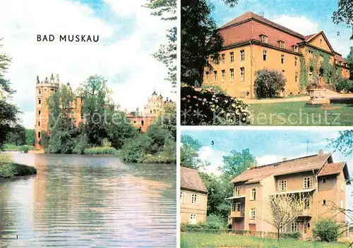 AK / Ansichtskarte Bad Muskau Oberlausitz Schlossruine Moorbad Turmvilla Kat. Bad Muskau