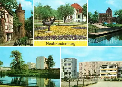 AK / Ansichtskarte Neubrandenburg Wiekhaus Moenchenturm Stadtpark Treptower Tor Schwanenteich Erich Weinert und Friedrich Wolf Oberschule Kat. Neubrandenburg