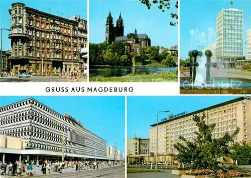 AK / Ansichtskarte Magdeburg Hasselbachplatz Elbe Dom Karl Marx Str Centrum Warenhaus Hotel International Kat. Magdeburg