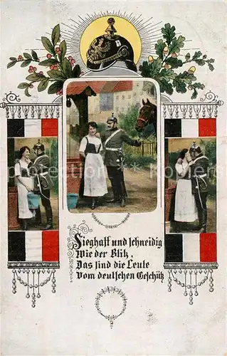 AK / Ansichtskarte Schwarz Weiss Rot Pickelhaube Feldpost Kat. Heraldik