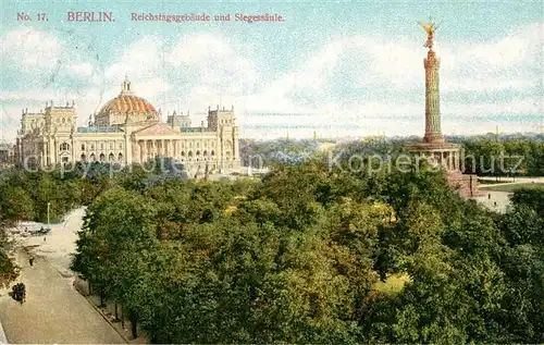 AK / Ansichtskarte Berlin Reichstagsgebaeude und Siegessaeule Kat. Berlin